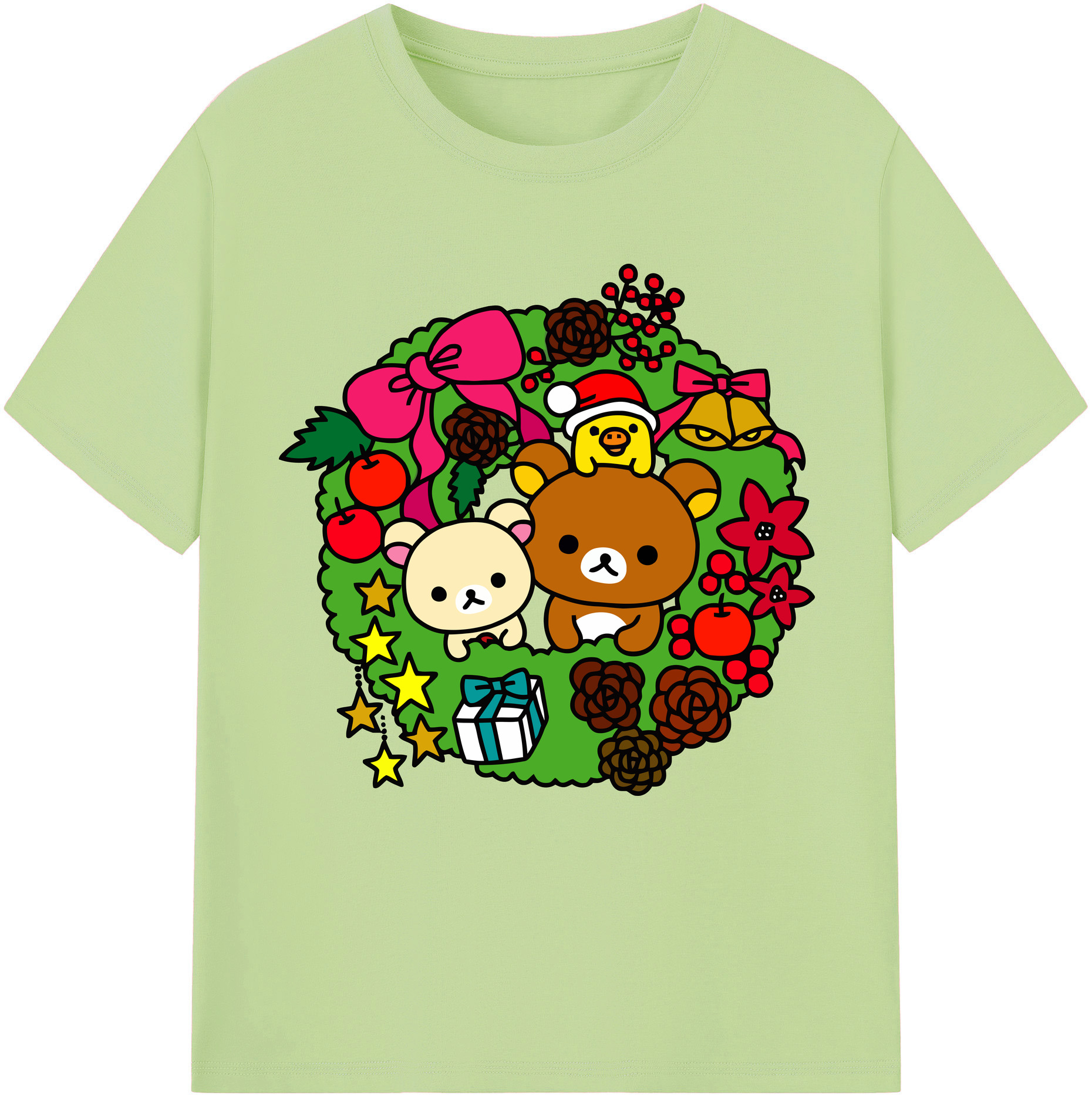 （画像用） リラックマ リラックマ キイロイトリ Rilakkuma Korilakkuma Kiiroitori 綿100％半袖Tシャツ（フロントプリント）